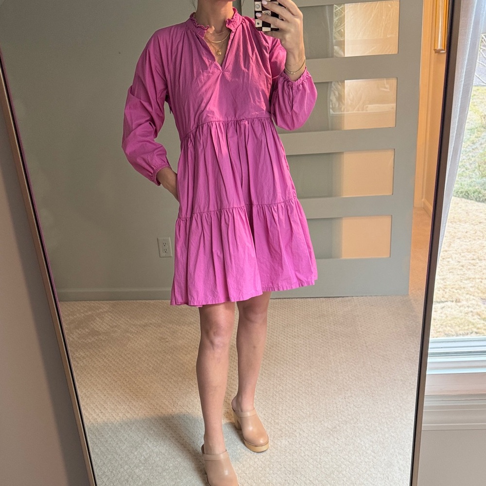 J. Crew Fuchsia Long Sleeve Dress